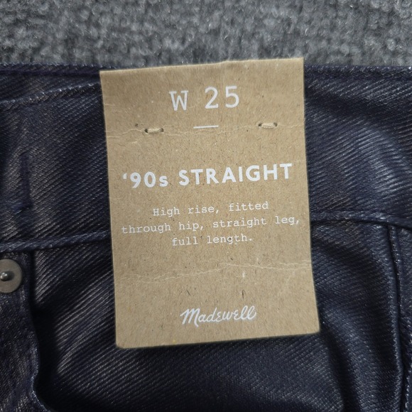 Madewell Jeans Womens 25 Midnight Blue Foil 90s Straight High Rise Casual Preppy - Picture 2 of 15